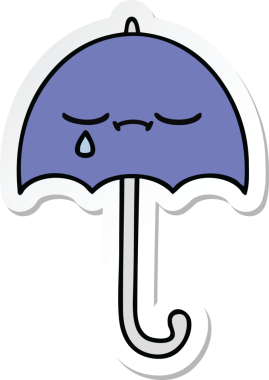 Bir insan tarafından çizilmiş şirin bir şemsiye çıkartması.