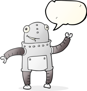 Bir insan tarafından çizilmiş serbest konuşma balonu karikatür robotu