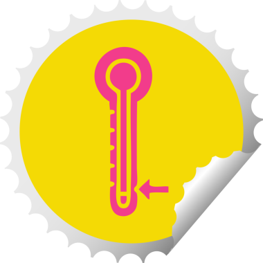 Bir insan tarafından çizilmiş soğuk termometrenin dairesel kabuk soyucu karikatürü