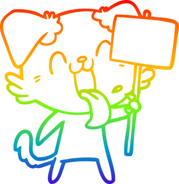 Gökkuşağı gradyan çizgi çizimi Bir insan tarafından çizilmiş nefes nefese bir köpek