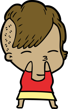 Bir insan tarafından çizilmiş şaşı çizgi film kızı.