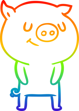 gökkuşağı gradyan çizimi mutlu çizgi domuz çizimi bir insan tarafından çizilmiş