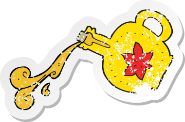 Bir insan tarafından çizilmiş akçaağaç şurubunun retro sıkıntılı yapıştırması.