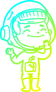 Bir insan tarafından çizilmiş mutlu bir astronotun soğuk gradyan çizimi.