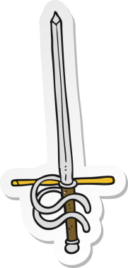 Bir insan tarafından çizilmiş karikatür kılıcının çıkartması.