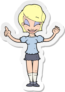 Bir insan tarafından çizilmiş güzel bir kız çizgi filminin çıkartması.