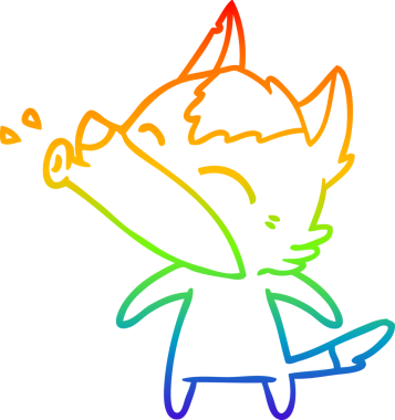 Uluyan bir kurt çizgi filminin gökkuşağı gradyanı insan tarafından çizilmiş.