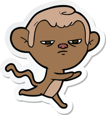 Bir insan tarafından çizilmiş çizgi film maymununun çıkartması.