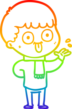 Gökkuşağı gradyan çizgi çizimi bir insan tarafından çizilmiş bir karikatür adam