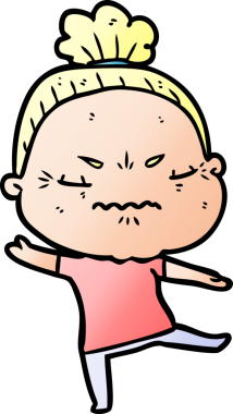 Çizgi film bir insan tarafından çizilmiş yaşlı bir kadın tarafından rahatsız edildi.