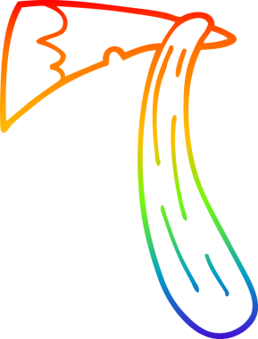 Bir insan tarafından çizilmiş kanlı baltayla çizilmiş gökkuşağı gradyanı çizimi