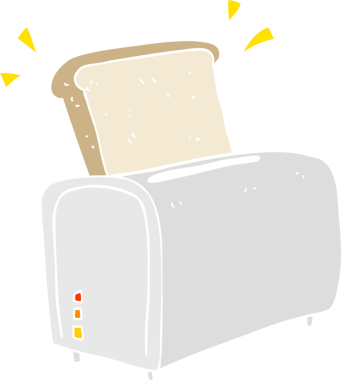 Bir insan tarafından çizilmiş tost makinesinin düz renk çizimi