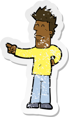 Bir insan tarafından çizilmiş karikatür adamın gerilmiş çıkartması.