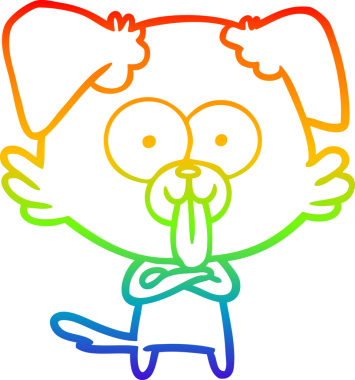 Bir insan tarafından çizilmiş dilli çizgi film köpeğinin çizimi.