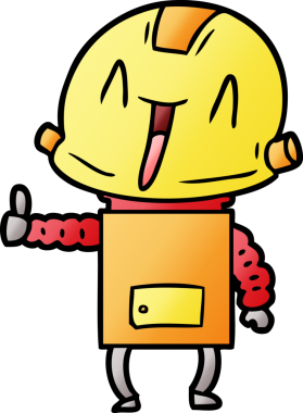 Bir insan tarafından çizilmiş çizgi film robotu