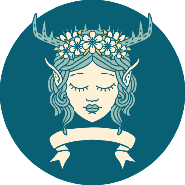 Retro Dövme Tarzı Elf Karakter Yüzü Bir insan tarafından çizilmiş pankartıyla