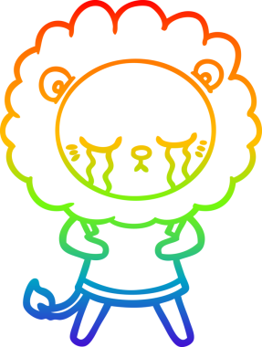 Gökkuşağı gradyan çizgisi bir insan tarafından çizilmiş ağlayan bir aslanın çizimi