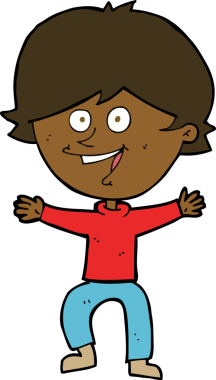 Bir insan tarafından çizilmiş mutlu çocuk çizgi filmi.