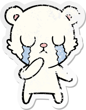 Bir insan tarafından çizilmiş ağlayan kutup ayısı karikatürü.