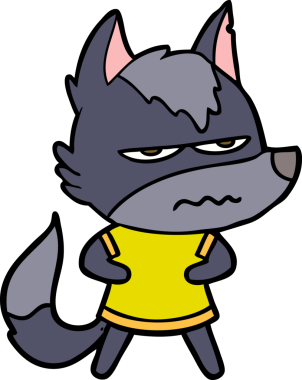 Bir insan tarafından çizilmiş rahatsız kurt çizgi filmi.