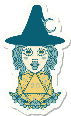 Bir insan tarafından çizilmiş doğal yirmi zarlı bir cadının çıkartması.