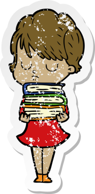 Bir insan tarafından çizilmiş karikatür bir kadının sıkıntılı çıkartması.