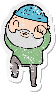 Bir insan tarafından çizilmiş sakallı bir adamın sıkıntılı çıkartması.