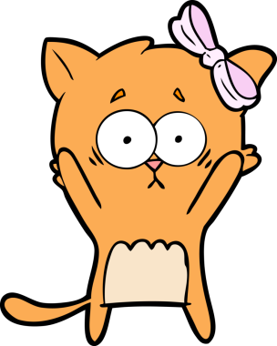 Bir insan tarafından çizilmiş çizgi film kedisi.