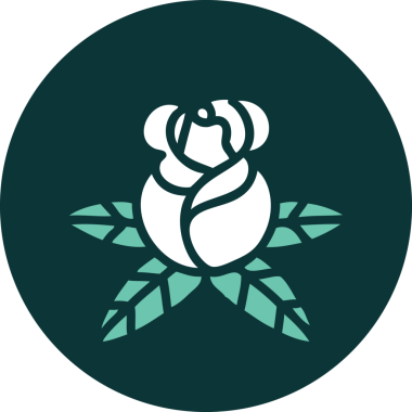 Bir insan tarafından çizilmiş tek bir gülün ikonik dövme şekli