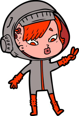 Bir insan tarafından çizilmiş astronot kadın.