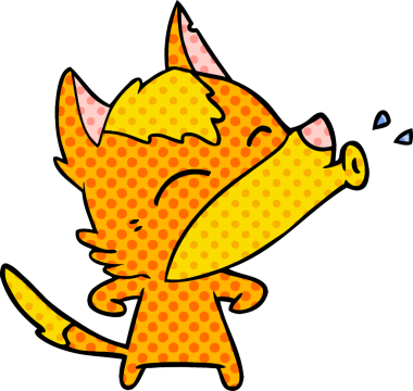 Bir insan tarafından çizilmiş tilki çizgi film karakteri