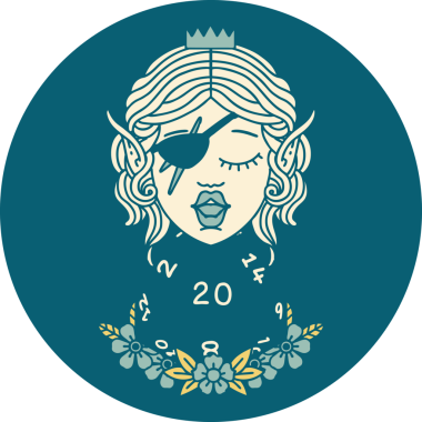 Retro Dövme Tarzı Bir insan tarafından çizilmiş doğal yirmilik zarlı düzenbaz karakter