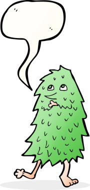 Bir insan tarafından çizilmiş konuşma balonlu çizgi film canavarı.