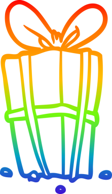 gökkuşağı gradyan çizimi bir insan tarafından çizilmiş bir noel hediyesi.