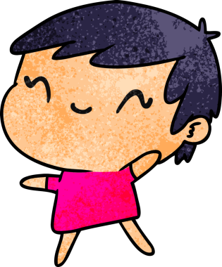 Bir insan tarafından çizilmiş sevimli bir kawai kızının desenli çizimi.