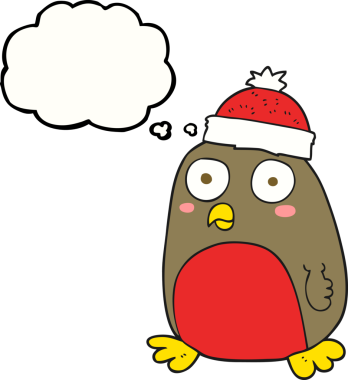 Bir insan tarafından çizilmiş serbest çizim balon karikatür noel robini.