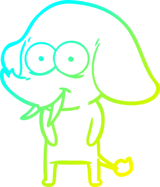 Bir insan tarafından çizilmiş mutlu bir filin soğuk gradyan çizgisi.