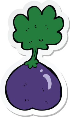 Bir insan tarafından çizilmiş sebze çizgi filminin çıkartması.