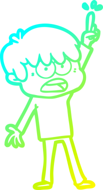 Bir insan tarafından çizilmiş endişeli çizgi film çocuğunun soğuk gradyan çizgisi.