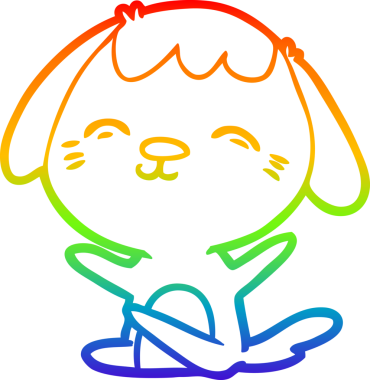 Gökkuşağı gradyan çizimi Mutlu bir çizgi film oturan bir köpek tarafından çizilmiş