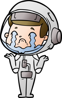 Bir insan tarafından çizilmiş ağlayan astronot çizgi filmi.