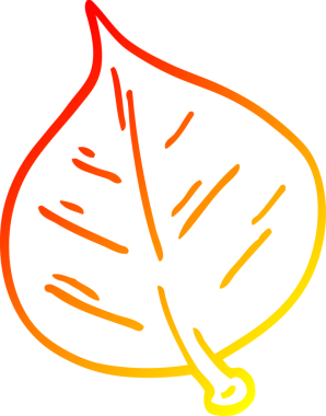 Bir insan tarafından çizilen çizgi film yaprağının sıcak gradyan çizimi