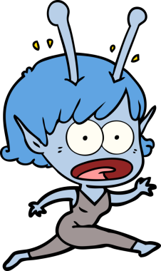 Karikatür, bir insan tarafından çizilen uzaylı kızı şok etti.