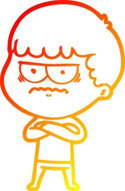 Bir insan tarafından çizilmiş, kızgın bir çizgi film karakteri.