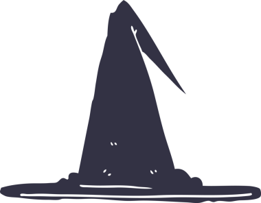 Bir insan tarafından çizilmiş karalama cadı şapkası.