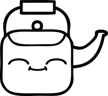 Bir insan tarafından çizilmiş bir çaydanlığın çizgi çizimi