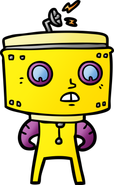 Bir insan tarafından çizilmiş çizgi film robotu