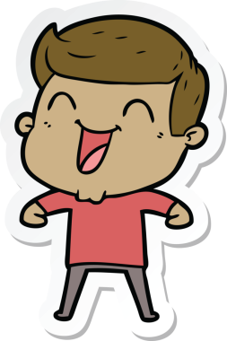 Bir insan tarafından çizilmiş bir karikatür adamın çıkartması.