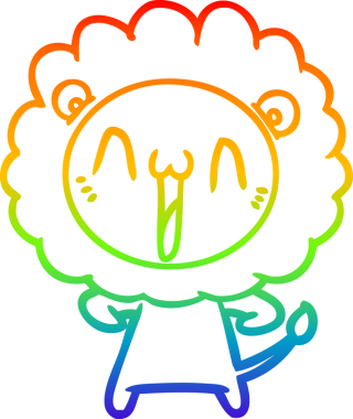 gökkuşağı gradyanı çizimi bir insan tarafından çizilmiş mutlu bir karikatür aslanı