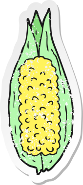 Bir insan tarafından çizilmiş karikatür mısırının sıkıntılı etiketi